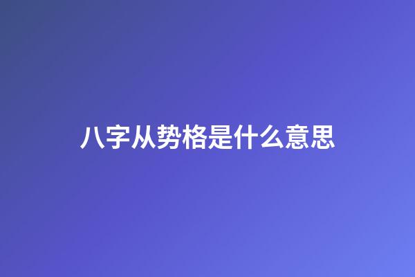 八字从势格是什么意思