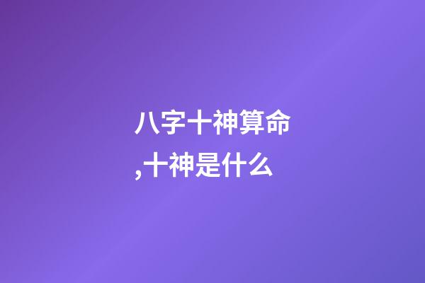 八字十神算命,十神是什么