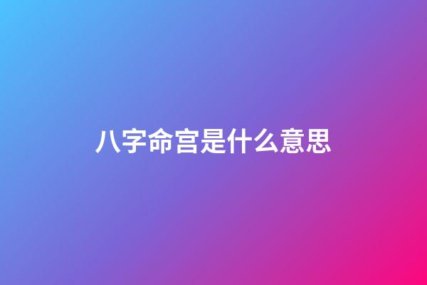 八字命宫是什么意思