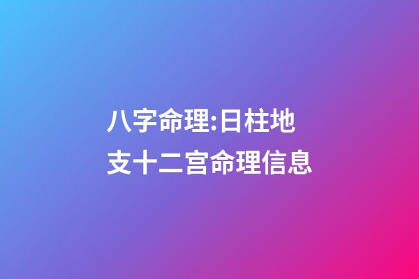八字命理:日柱地支十二宫命理信息