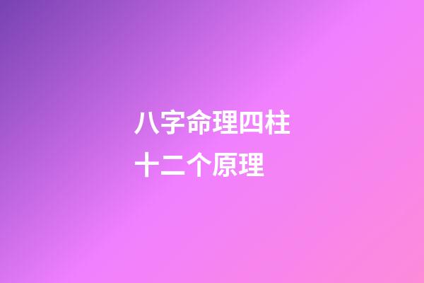 八字命理四柱十二个原理