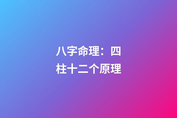 八字命理：四柱十二个原理