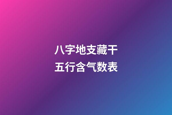 八字地支藏干五行含气数表