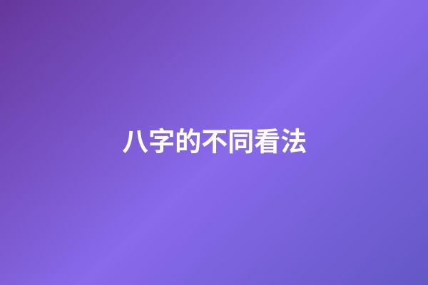 八字的不同看法