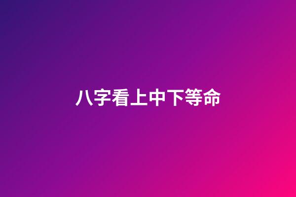 八字看上中下等命