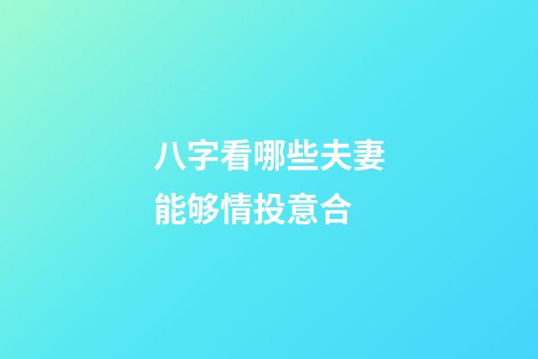八字看哪些夫妻能够情投意合