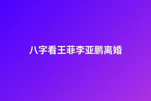八字看王菲李亚鹏离婚