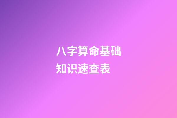 八字算命基础知识速查表
