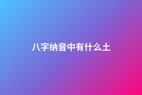 八字纳音中有什么土