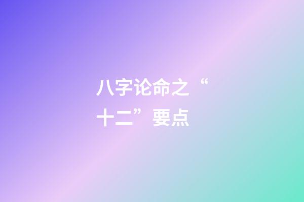 八字论命之“十二”要点