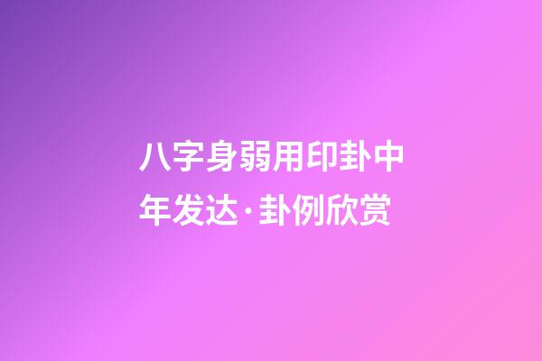 八字身弱用印卦中年发达·卦例欣赏