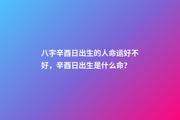 八字辛酉日出生的人命运好不好，辛酉日出生是什么命？