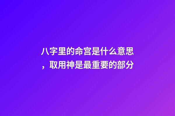八字里的命宫是什么意思，取用神是最重要的部分-第1张-观点-玄机派