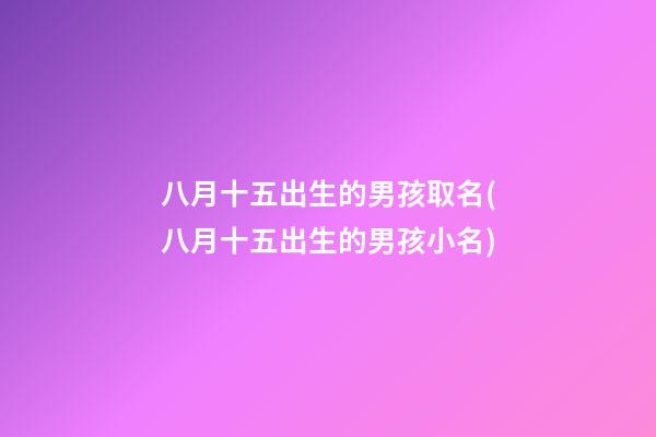 八月十五出生的男孩取名(八月十五出生的男孩小名)