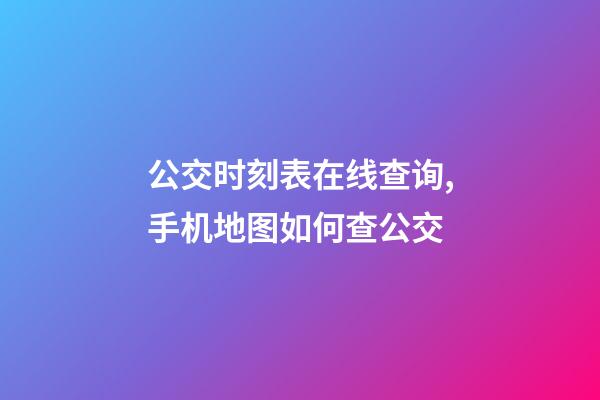 公交时刻表在线查询,手机地图如何查公交-第1张-观点-玄机派