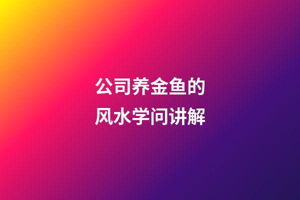 公司养金鱼的风水学问讲解