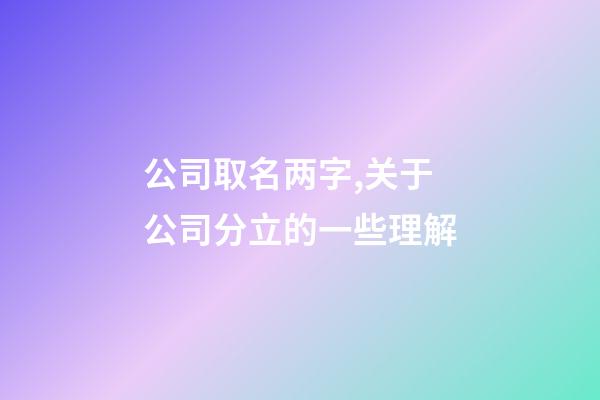 公司取名两字,关于公司分立的一些理解-第1张-观点-玄机派