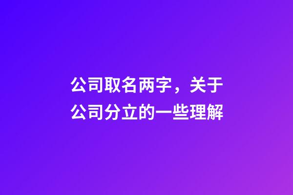 公司取名两字，关于公司分立的一些理解-第1张-观点-玄机派