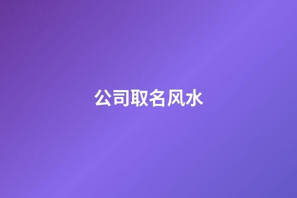 公司取名风水