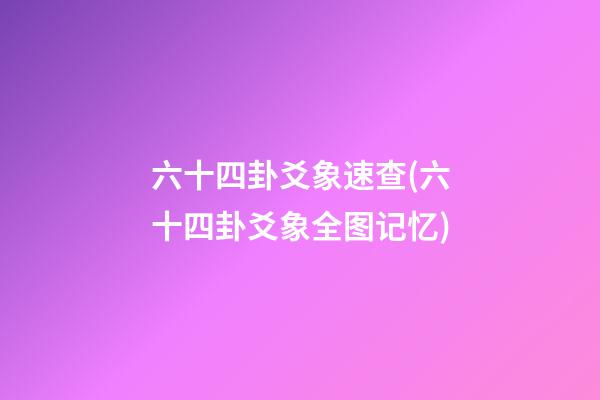 六十四卦爻象速查(六十四卦爻象全图记忆)