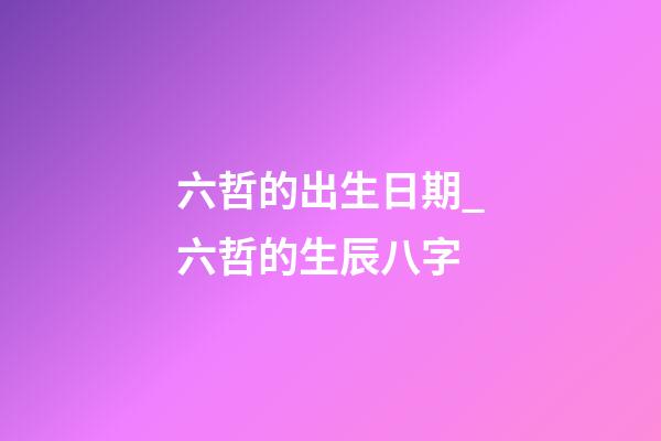 六哲的出生日期_六哲的生辰八字