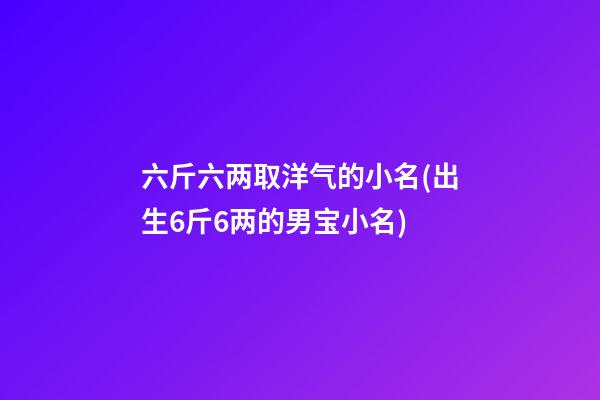 六斤六两取洋气的小名(出生6斤6两的男宝小名)