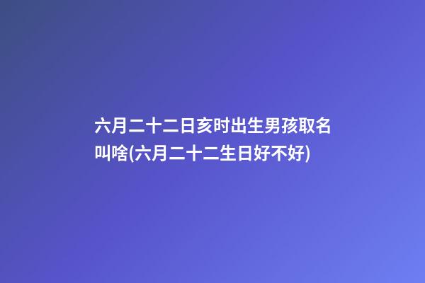 六月二十二日亥时出生男孩取名叫啥(六月二十二生日好不好)