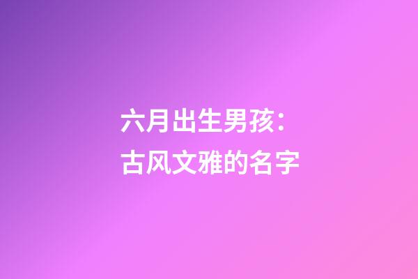 六月出生男孩：古风文雅的名字