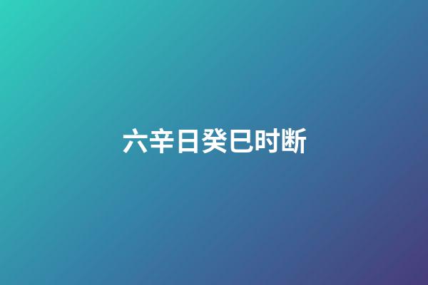 六辛日癸巳时断