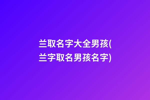 兰取名字大全男孩(兰字取名男孩名字)