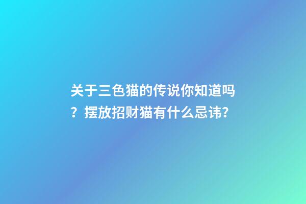 关于三色猫的传说你知道吗？摆放招财猫有什么忌讳？