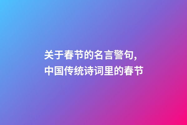 关于春节的名言警句,中国传统诗词里的春节-第1张-观点-玄机派
