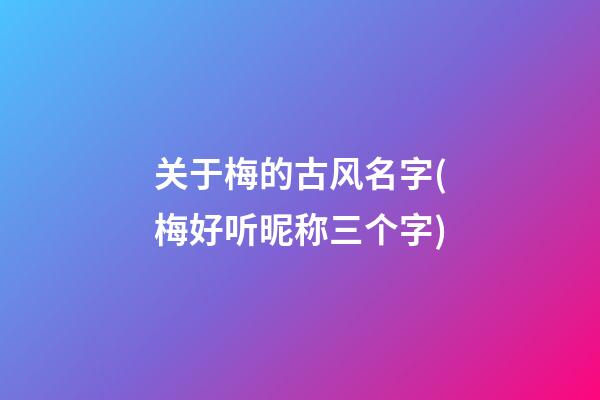 关于梅的古风名字(梅好听昵称三个字)