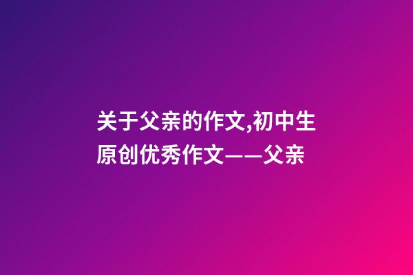关于父亲的作文,初中生原创优秀作文——父亲-第1张-观点-玄机派