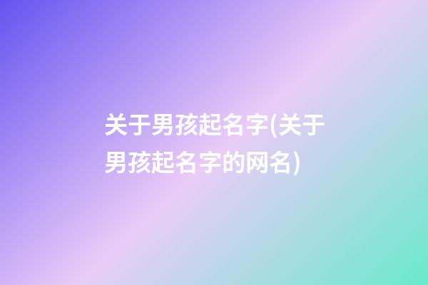 关于男孩起名字(关于男孩起名字的网名)