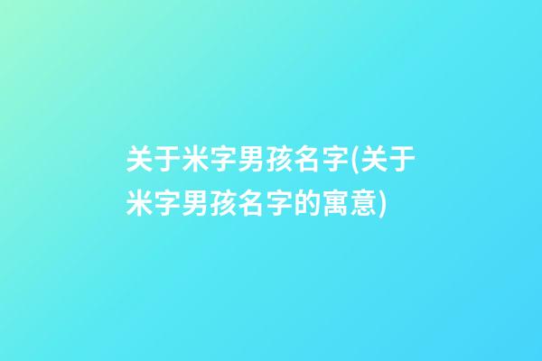 关于米字男孩名字(关于米字男孩名字的寓意)