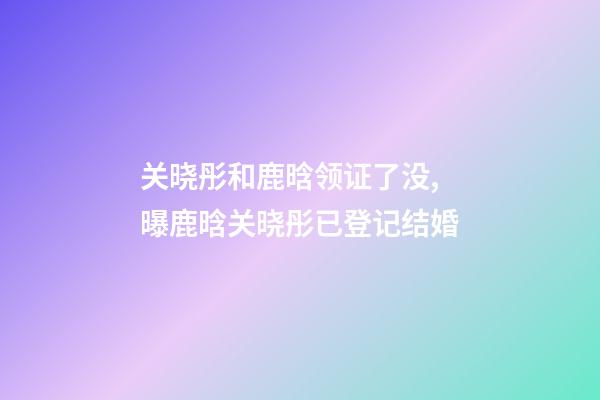 关晓彤和鹿晗领证了没,曝鹿晗关晓彤已登记结婚-第1张-观点-玄机派