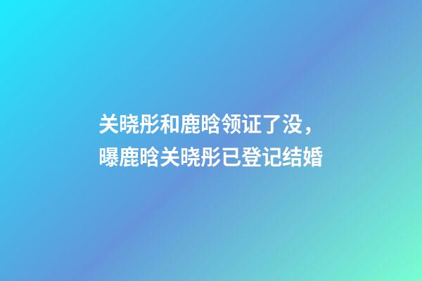 关晓彤和鹿晗领证了没，曝鹿晗关晓彤已登记结婚-第1张-观点-玄机派