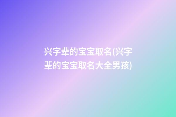 兴字辈的宝宝取名(兴字辈的宝宝取名大全男孩)