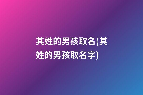 其姓的男孩取名(其姓的男孩取名字)