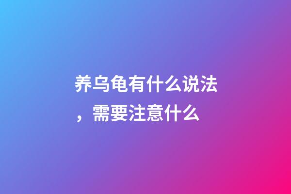 养乌龟有什么说法，需要注意什么