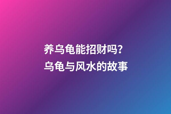 养乌龟能招财吗？乌龟与风水的故事