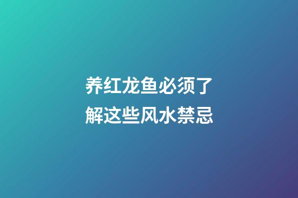 养红龙鱼必须了解这些风水禁忌