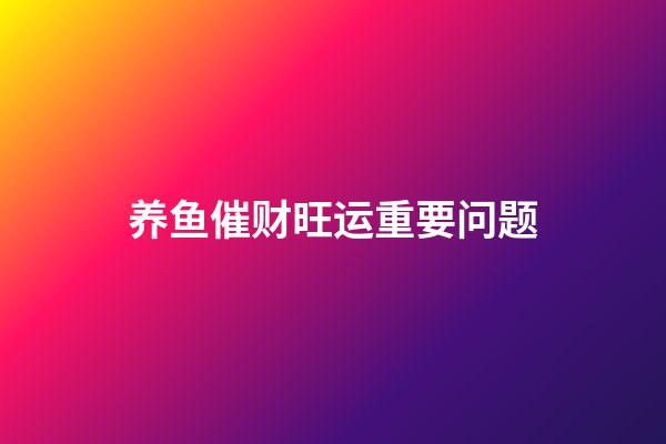 养鱼催财旺运重要问题
