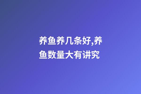 养鱼养几条好,养鱼数量大有讲究