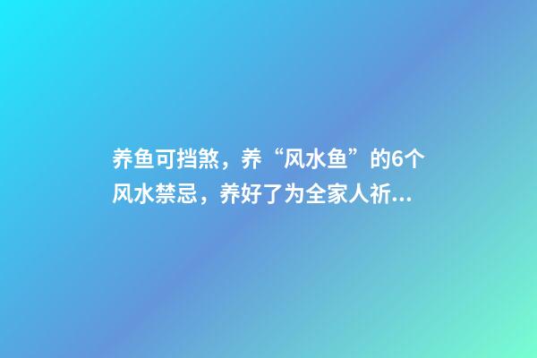养鱼可挡煞，养“风水鱼”的6个风水禁忌，养好了为全家人祈福！