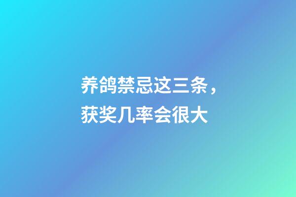 养鸽禁忌这三条，获奖几率会很大