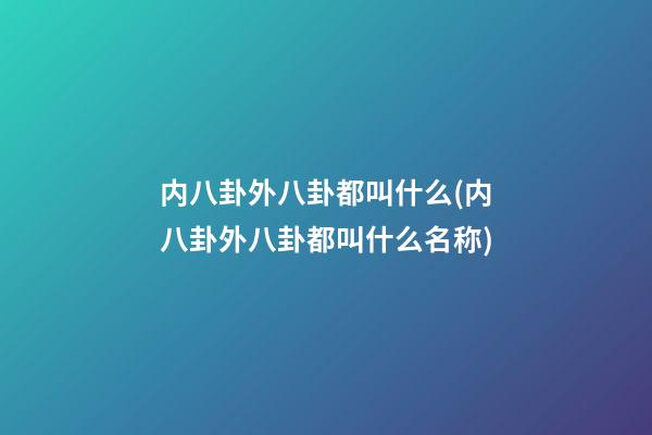 内八卦外八卦都叫什么(内八卦外八卦都叫什么名称)