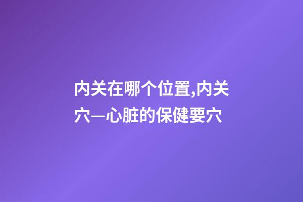 内关在哪个位置,内关穴—心脏的保健要穴-第1张-观点-玄机派