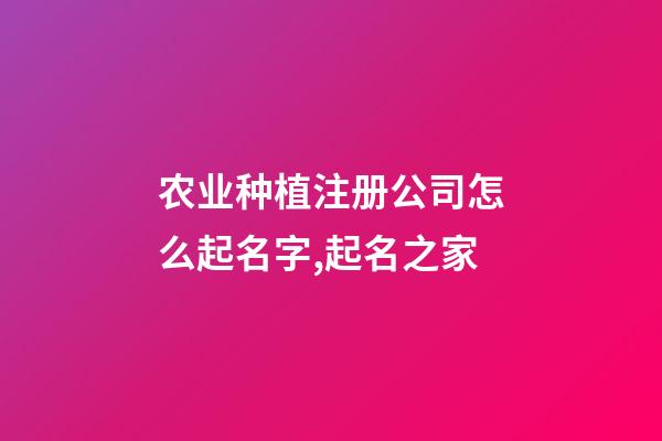 农业种植注册公司怎么起名字,起名之家-第1张-公司起名-玄机派